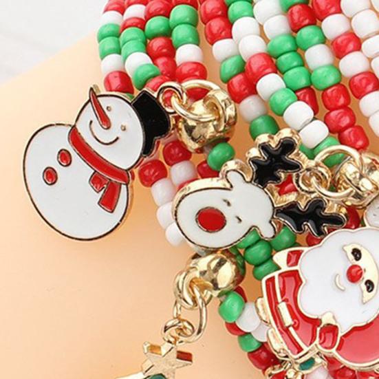 Рождественские браслеты из бусин ручной работы из полимерной глины, эластичные браслеты оптом, белые, красные, зеленые, дружба, праздничные украшения, подарок для женщин, девушек