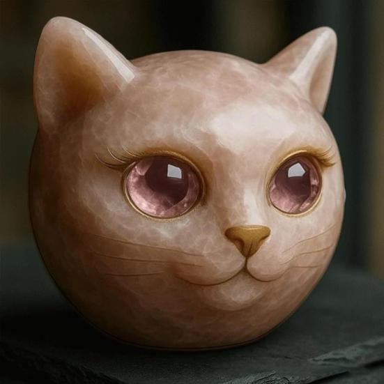 Ручная работа Кот Камень Имитация Кристалла Голова Кота Скульптура Смола Целебный Камень Мини Статуэтка Кота Сувенир Домашний Декор Подарок для Любителей Кошек