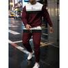 The Latest men's3Dletter Line Splicing Vacation Leisure Street Wear Round Neck Long Sleeved Hoodieand Pants Sports Set Of2pieces
