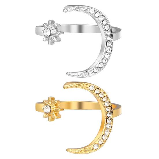 Женское открытое кольцо в форме луны, регулируемое кольцо со стразами для выпускного вечера, вечерние, женское кольцо на костяшку пальца