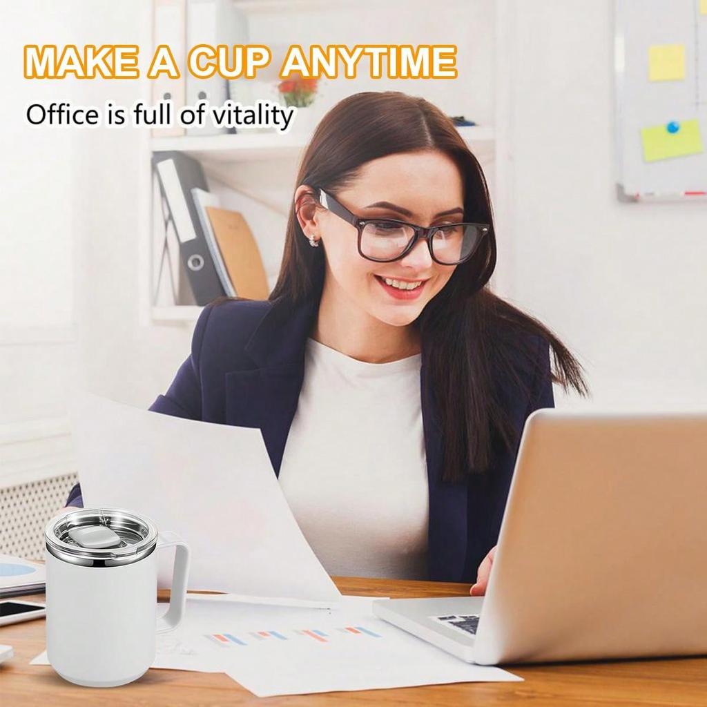 Кофейная кружка Leeseph из нержавеющей стали с ручкой и раздвижной крышкой, термокружка с двойными стенками, для кемпинга на открытом воздухе