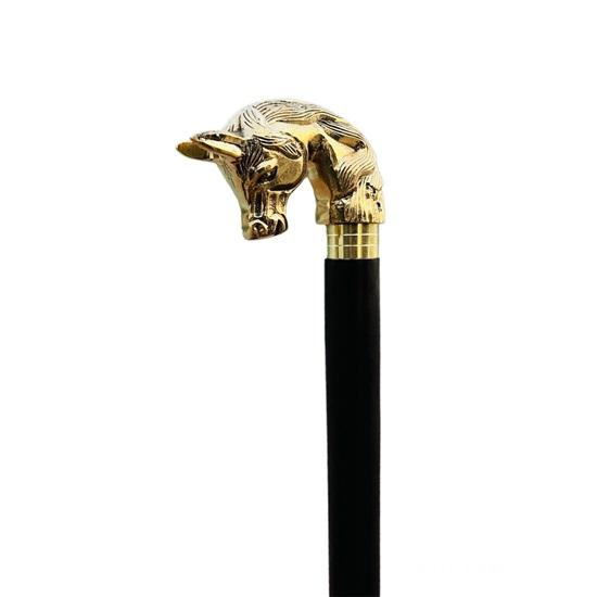 Трость для ходьбы из твердого морского сплава с ручкой в виде головы лошади, черная деревянная палка, легкая, портативная