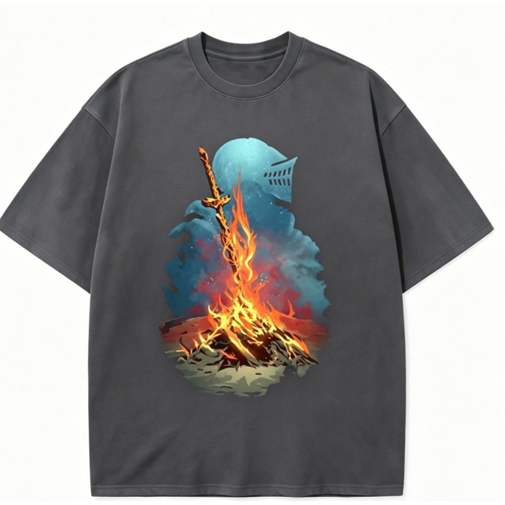 Любитель аниме Dark Souls Стиранная футболка Одежда на весь год Высокое качество Личность Одежда Большой размер Унисекс Новая модель Футболка для пары