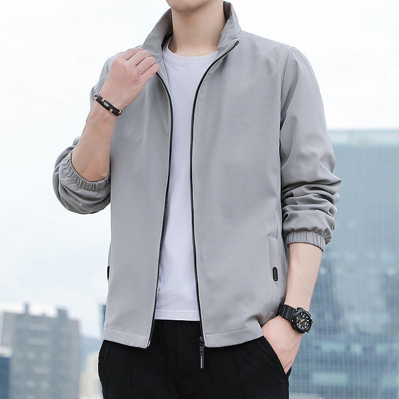 Повседневная мужская куртка весна-осень универсальная простая мужская бейсбольная куртка с воротником-стойкой однотонная