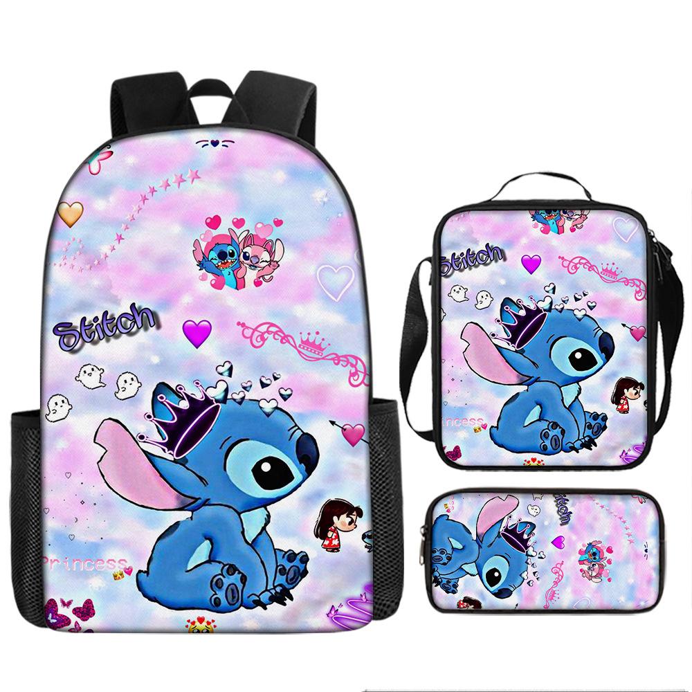 New animation cartoon stitc three-piece schoolbag, primary and secondary school backpack, backpack