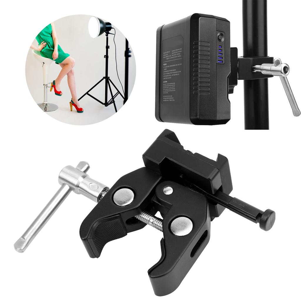 Camera V Mount Battery Clamp Adapter Plate for Mounting to Lighting Stand Desktop