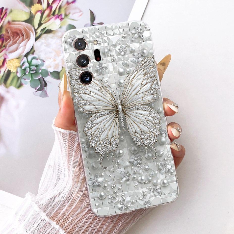 For Samsung Galaxy Note 20 Ultra Case SM-N985F Fashion Bowknot Floral Soft TPU Cover For Samsung Note20 Ultra 5G SM-N986B Bumper