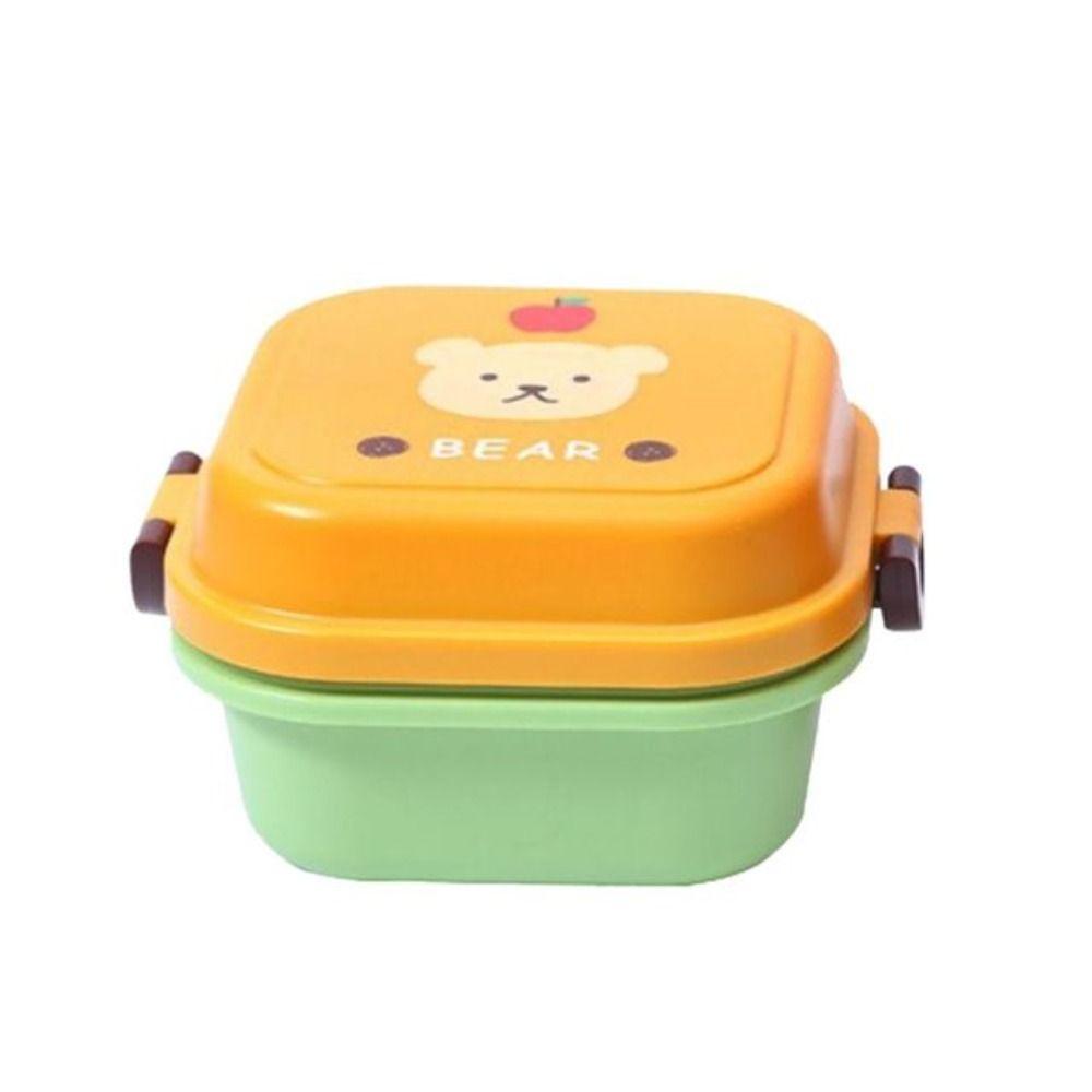 Double Layer Fruit Animal Children Plastic Food Storage Box Tableware Lunch Box Fresh Keeping Box