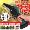 1200W Mini 4 Inches Rechargeable Electric Chain Saw with 1/2 Lithium-ion Battery Woodworking Pruning One-handed Saw Garden Tool