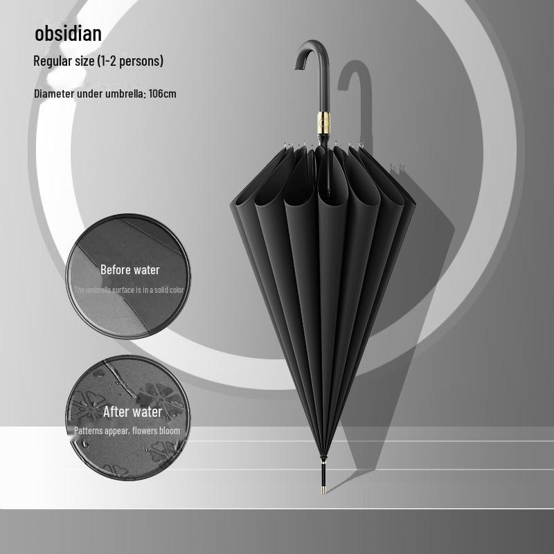 Водонепроницаемый автоматический зонт большого размера с 16 спицами и изогнутой ручкой для мужчин и женщин