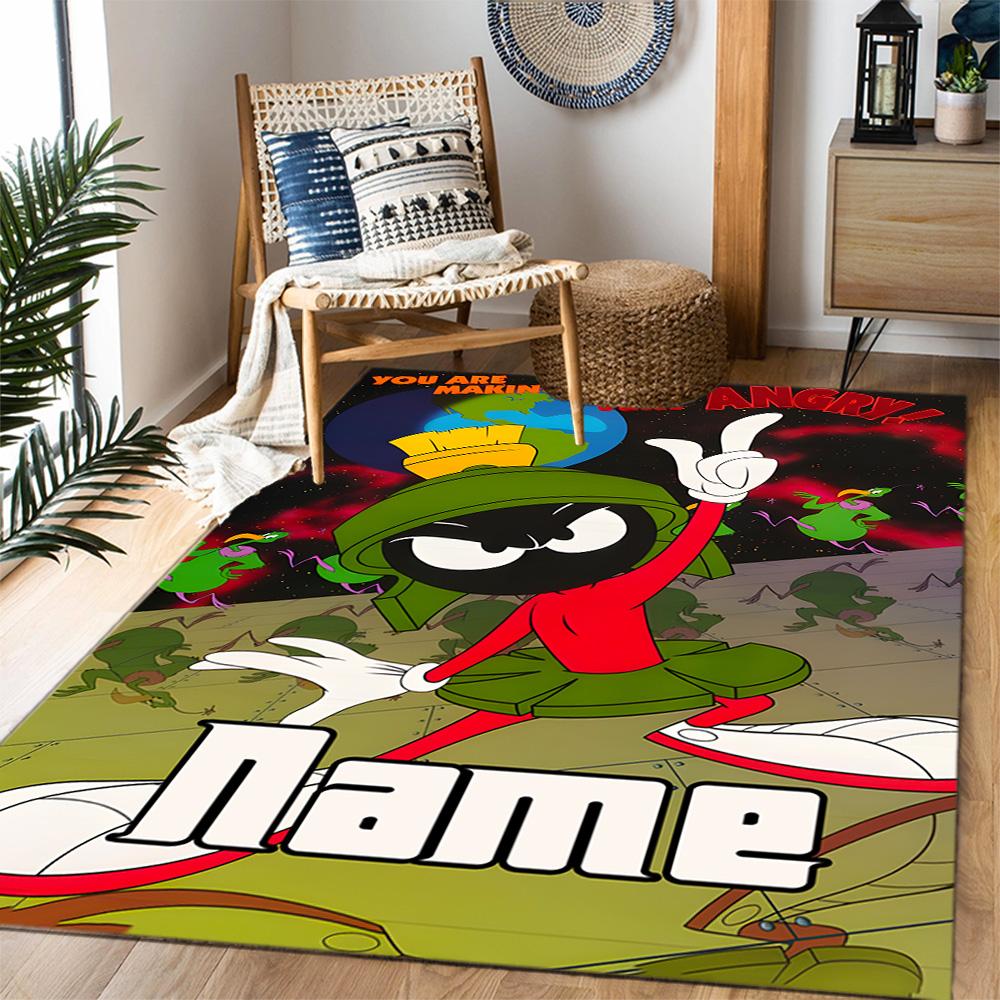 Looney Unique Rod. Personalized Text Floor Rug Office Rug Design for Entryway Dining Room Decorate room Hallway Anti-slip Rug Anime Office Decor