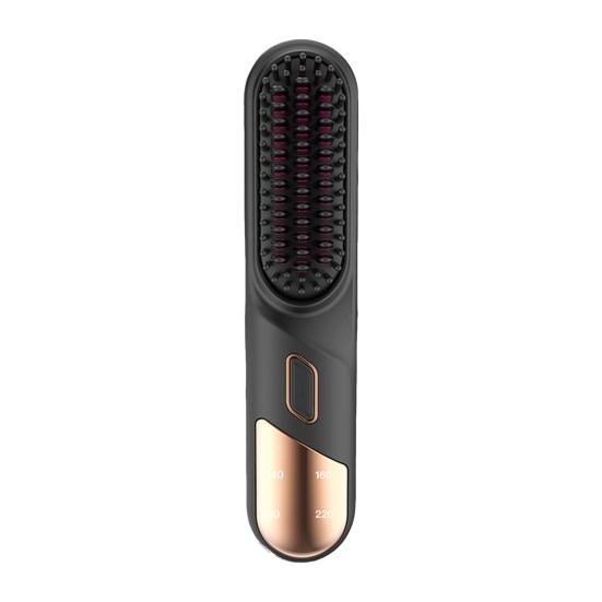 Hair Straightener Brush 4 Temperatures Fast Heating USB Rechargeable Cordless Negative Ions Hot Brush Electric Fluffy Curly Hair Styling Detangling