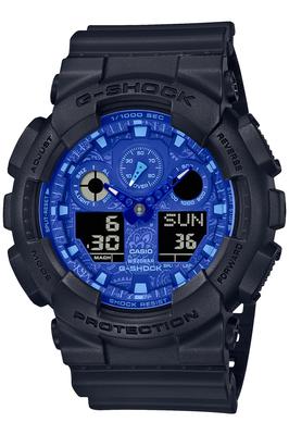 Часы Casio (Модель для внутреннего рынка Японии) Синяя серия Пейсли GA-100BP-1AJF Мужские Черные