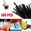 100Pcs PP Material Disposable Straws Black Cocktail Straws Gift Plastic Tubes