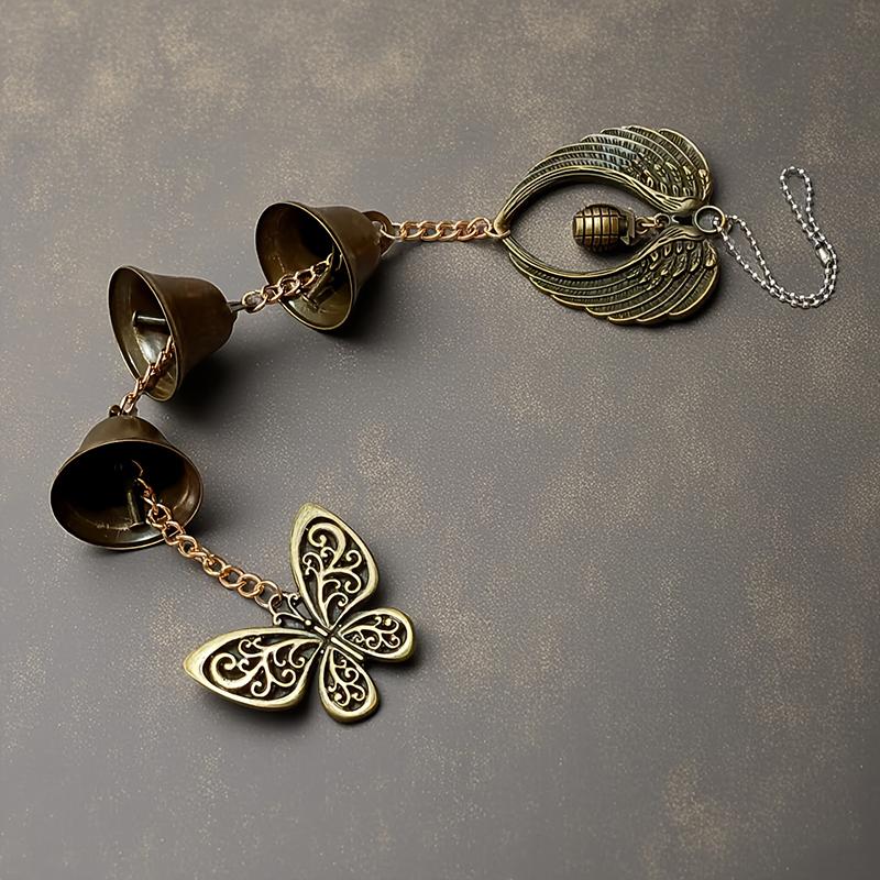 Butterfly Vintage Alloy Wind Chime Hanging Decor Home Wall Door Decoration Metal Bell Pendant Outdoor Garden Door Knob Charm
