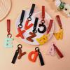 A To Z Pu Leather Initial Letter Keychain Women  Cartoon Candy Color Bag Phone Pendant Car Keyrings Jewelry Gifts