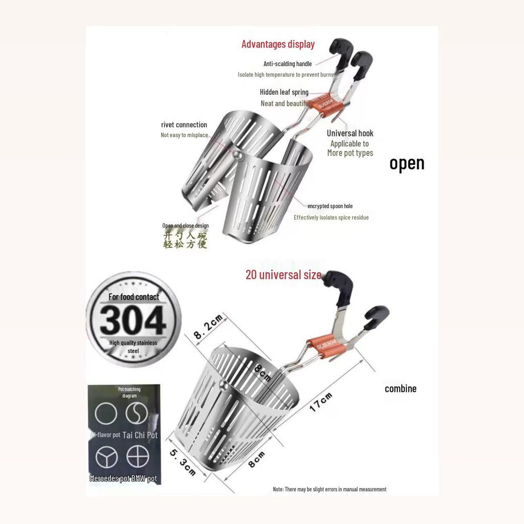 304 Stainless Steel Noodle and Soup Skimmer, Vegetable Strainer, Hot Pot Skimmer, Fine Mesh Strainer.