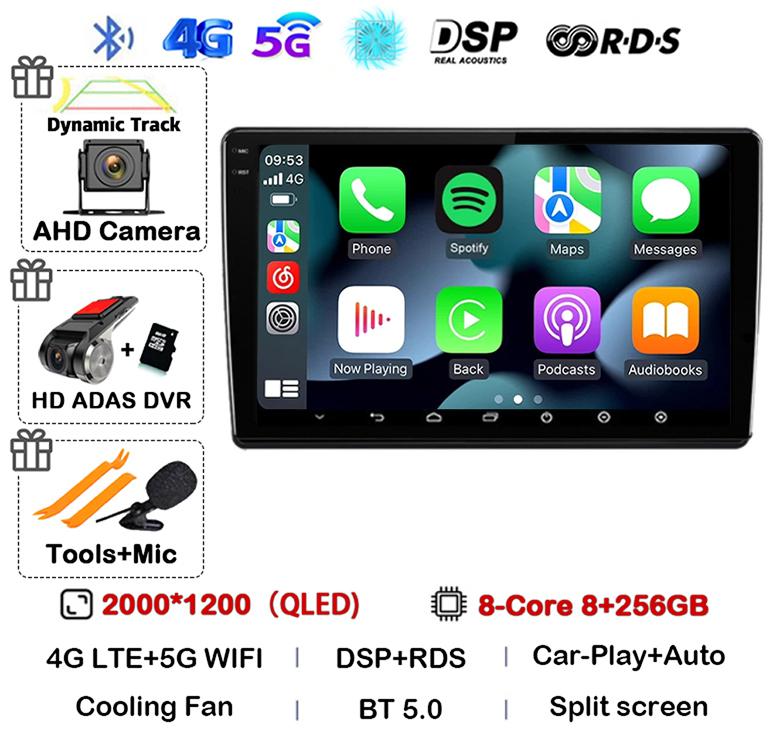 Android 14 Carplay Auto для Skoda Fabia 2 2007-2012 2013 2014 Автомобильный радиоприемник GPS стерео мультимедийный проигрыватель головное устройство 2 din WIFI+4G DSP