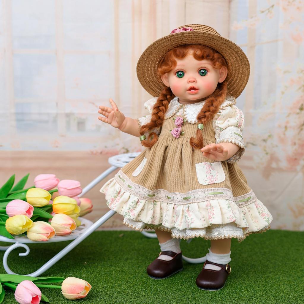 Кловерэй 45 см Милая кукла-реборн с косичками, сменяемая кукла в деревенском ретро-стиле, виниловая кукла, подарок на день рождения, одежда 18 дюймов, игрушка,