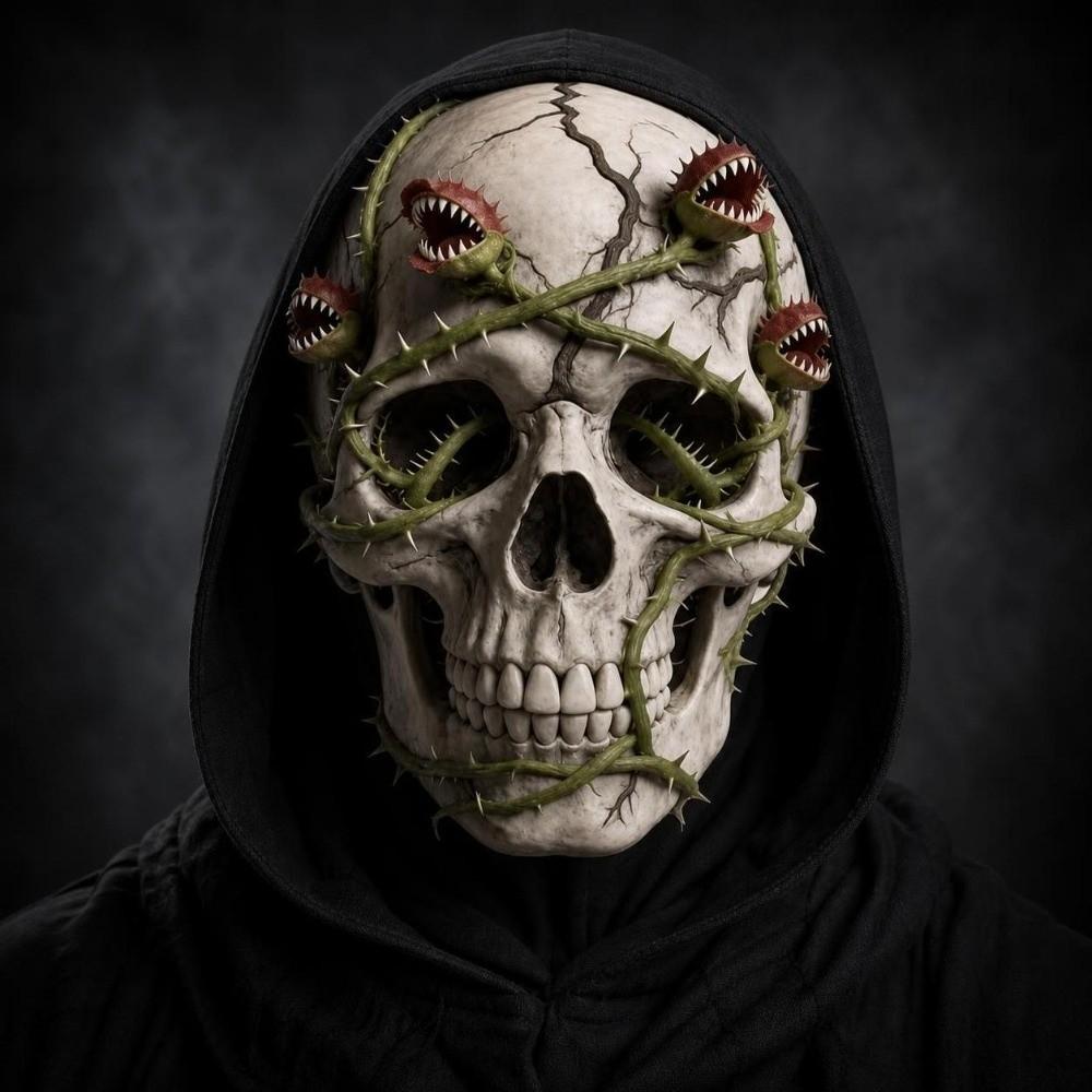 2D Flat Printed Full Face Mesh Headgear Breathable Halloween Cosplay Mask Skull Zombie Mask Prank