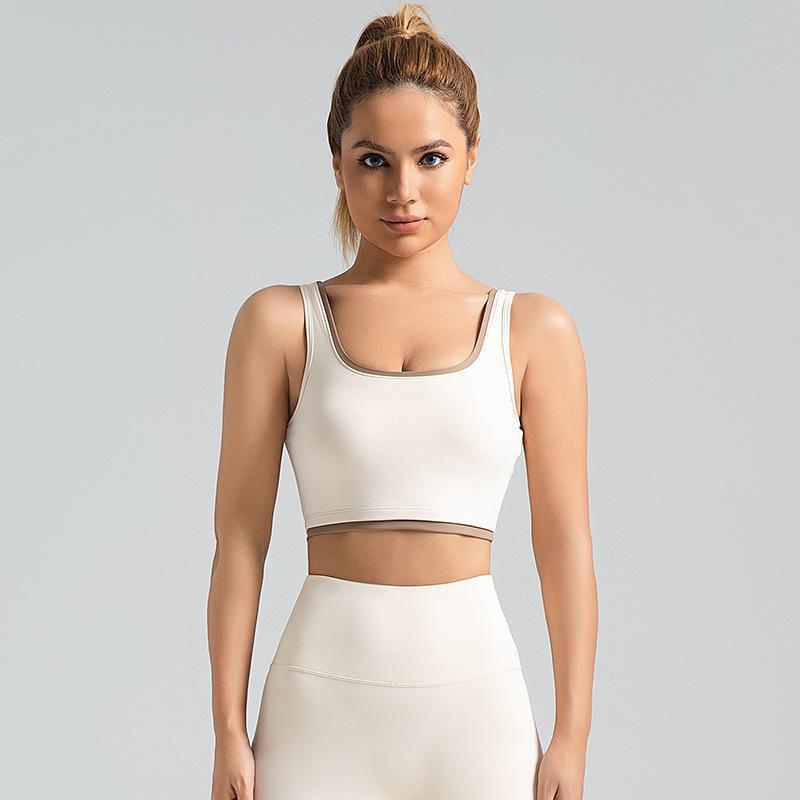 Спортивный жилет с цветными блоками и высокой эластичностью, со встроенным бюстгальтером – противоударный жилет для йоги