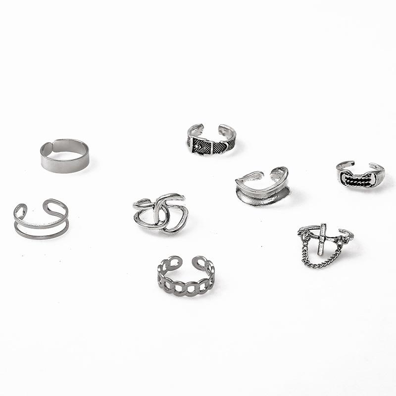 Винтажное посеребренное кольцо с крестом для женщин, готический, панк, стимпанк, плачущее лицо, наборы колец с бабочкой и лягушкой, вечерние модные украшения