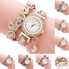 Women Fashion Bracelet Rhinestone Rivet Leather Strap Quartz Dress Watches Gift