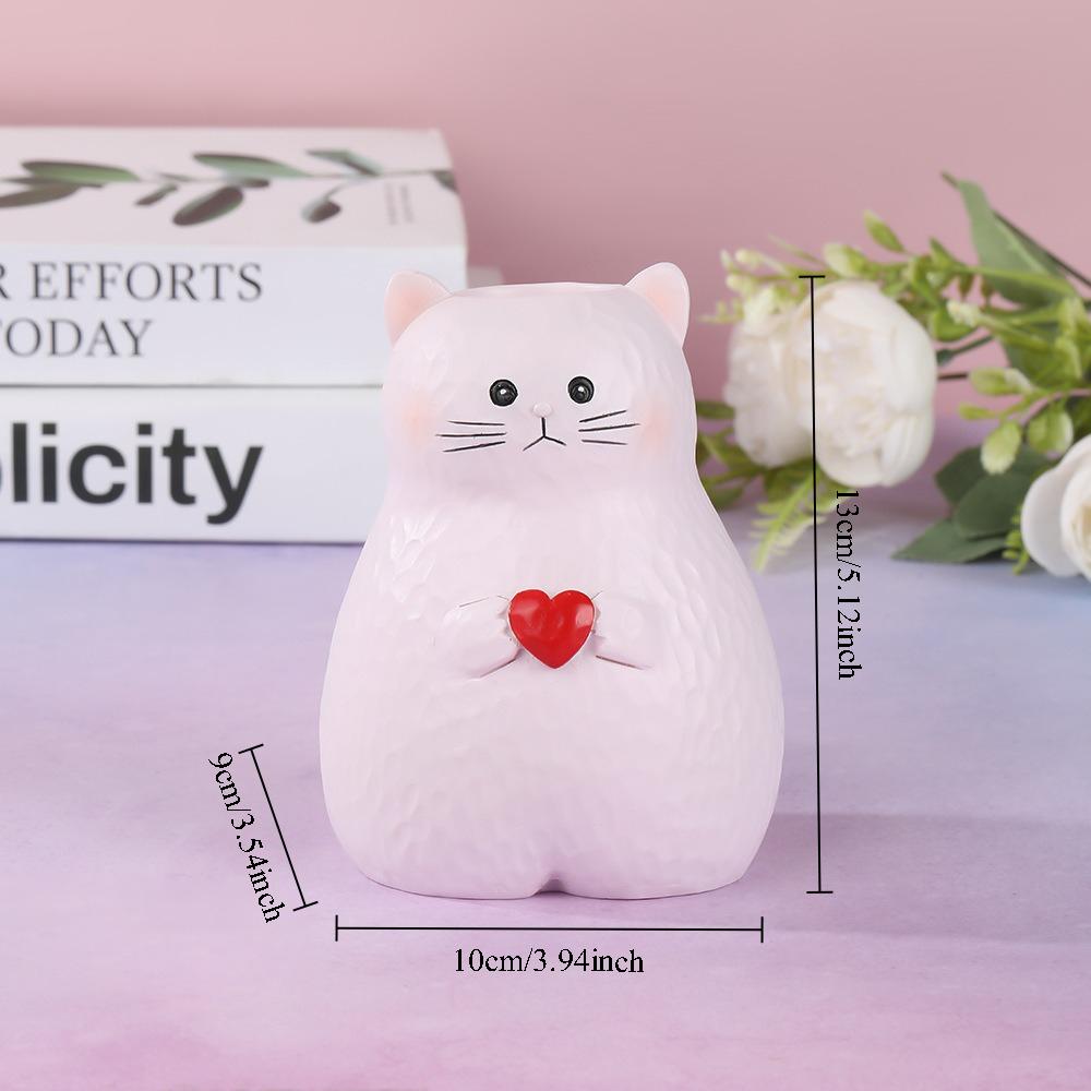Creative Desktop Planter Cute Cat Shape Vase Ornament Resin Vase Decoration Hydroponic Plant Container Home Decor Accessories