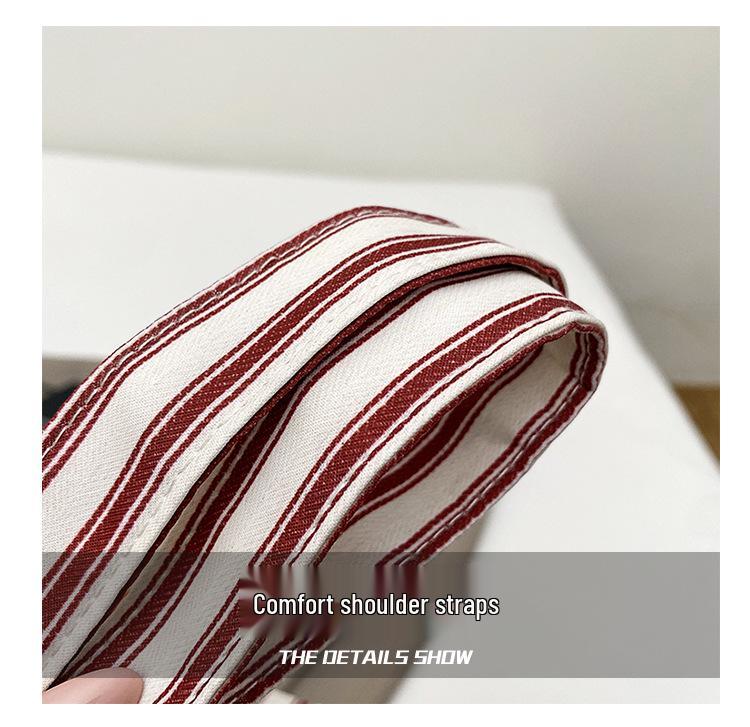 Holiday French Stripe Canvas Tote: Versatile, Lightweight Shoulder Bag with Large Capacity for Women