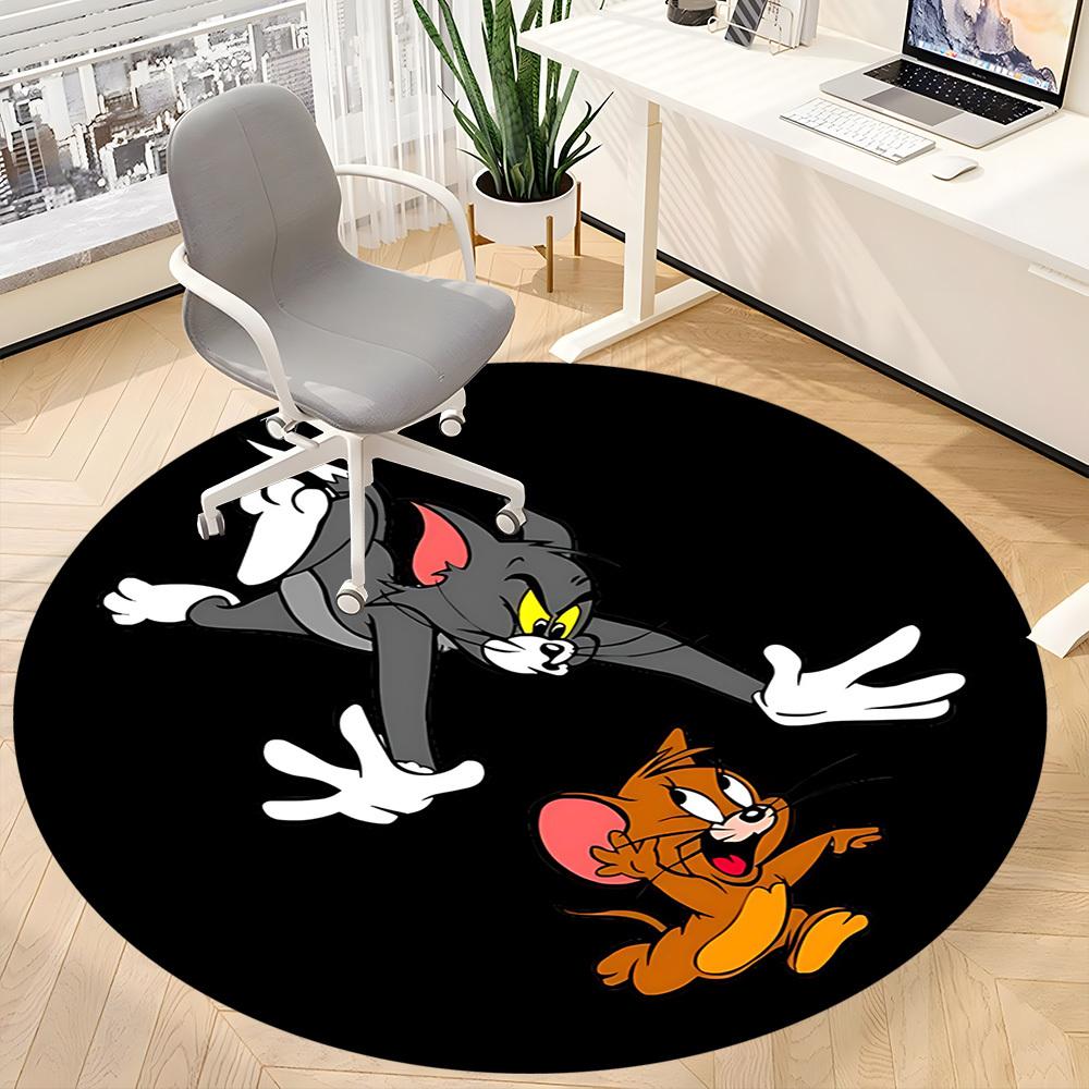 1pc Tom Jerry Office Round Area Rug, Under Office Chairs Bedroom Living Room Home Decor, Room Decoa1016102
