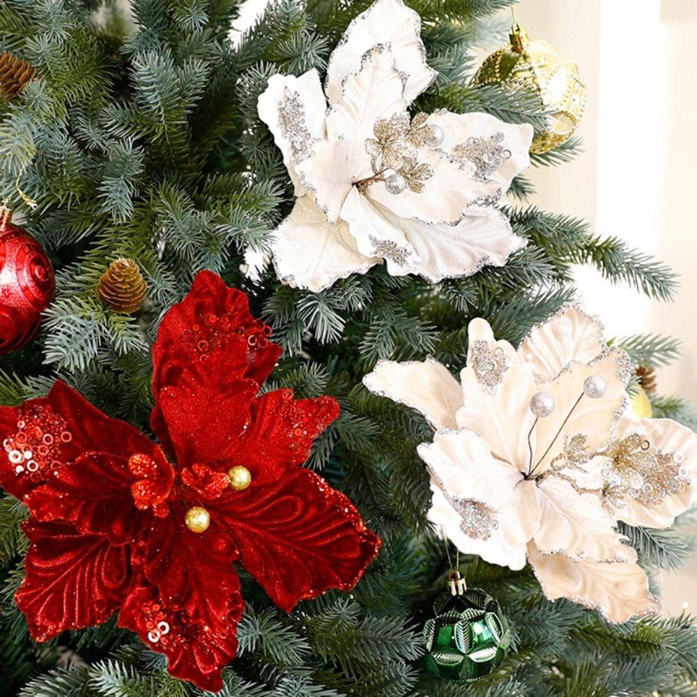 Handmade Simulated Christmas Flower Multi-color Xmas Tree Ornaments Wedding