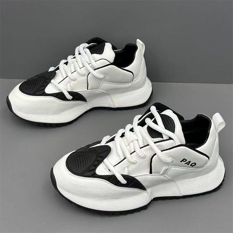 Модные массивные кроссовки для мужчин, дизайнерские туфли с закрытым дном, модные повседневные туфли из натуральной воловьей кожи с увеличенной внутренней платформой