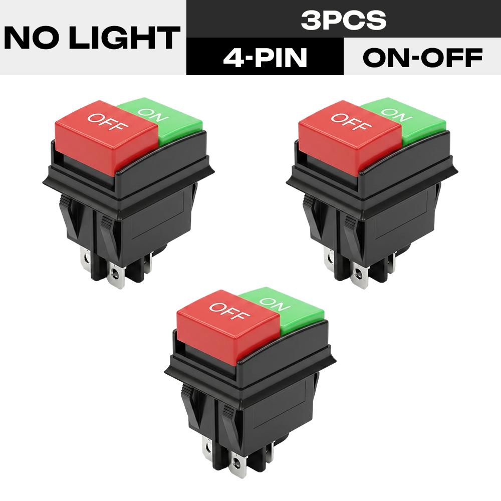 FILN 3PCS KCD4 Rocker Switch 15A 4Pin ON-OFF PA66 Flame-Retardant Power Push Button Switch for RV Car Marine Control Panel