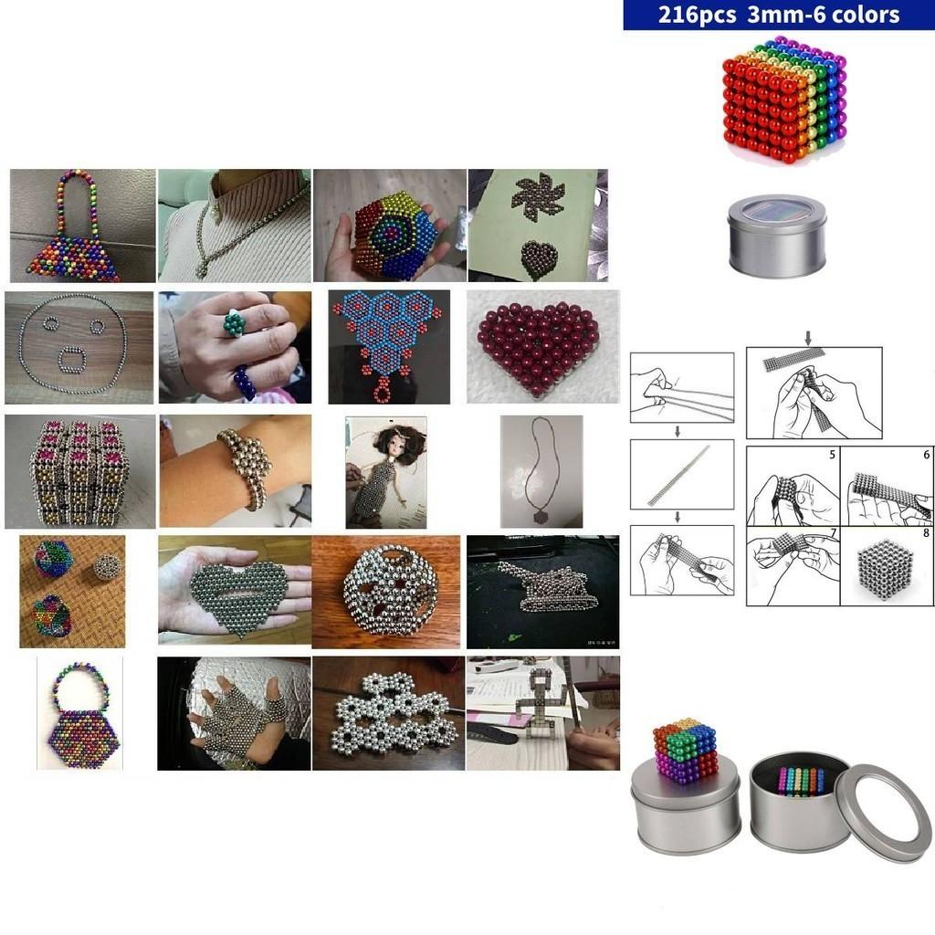 Магнитные шарики для снятия стресса 216 штук 3 мм 5 мм Волшебные магнитные бусины Игрушка