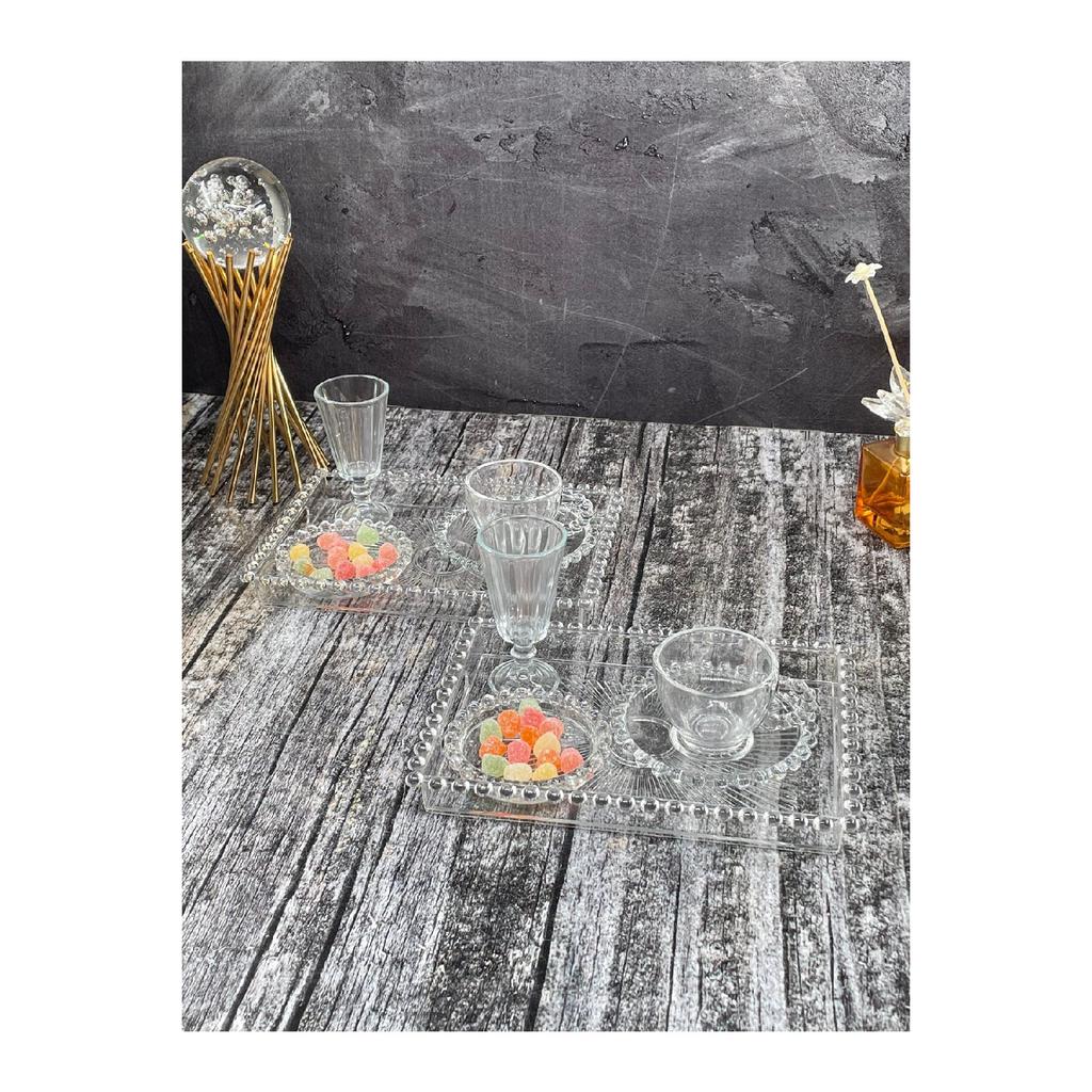 Роскошный набор из 30 стеклянных бисерных кофейных чашек для кофейной чашки на 6 человек с держателем рахат-лукума