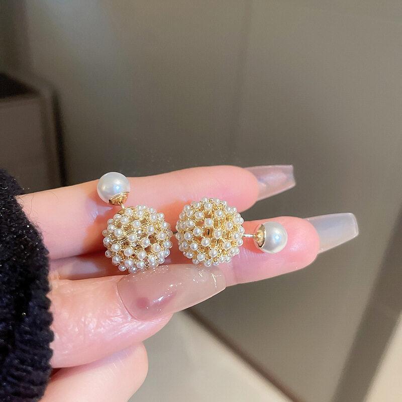 Двусторонние серьги из искусственного жемчуга с цирконием, элегантные модные женские серьги с блестящим кристаллом, искусственный жемчуг, серьги ручной работы, вечерние ювелирные изделия, подарок