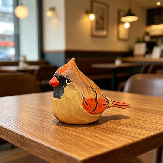 Small Bird Figurine, Hand Carved Texture Resin Wildlife Bird Statue, Rustic Miniature Animal Ornament for Home Desk, Office Decor