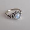 Hecheng Wish European & American Fashion Moonstone Antique Silver Ring for Women