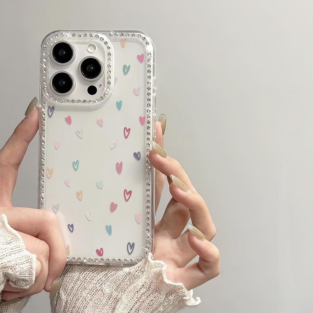 Чехол для телефона с блестками и бриллиантами в форме сердца для iPhone 17 Pro Max Чехол iPhone 16 14 12 11 13 15 Pro Max Air Bling Мягкий силиконовый чехол