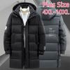 Plus Size Men's Cotton Coat Mid-length Loose Casual Fat Man Hooded Plus Fat Cotton Coat 4XL-10XL