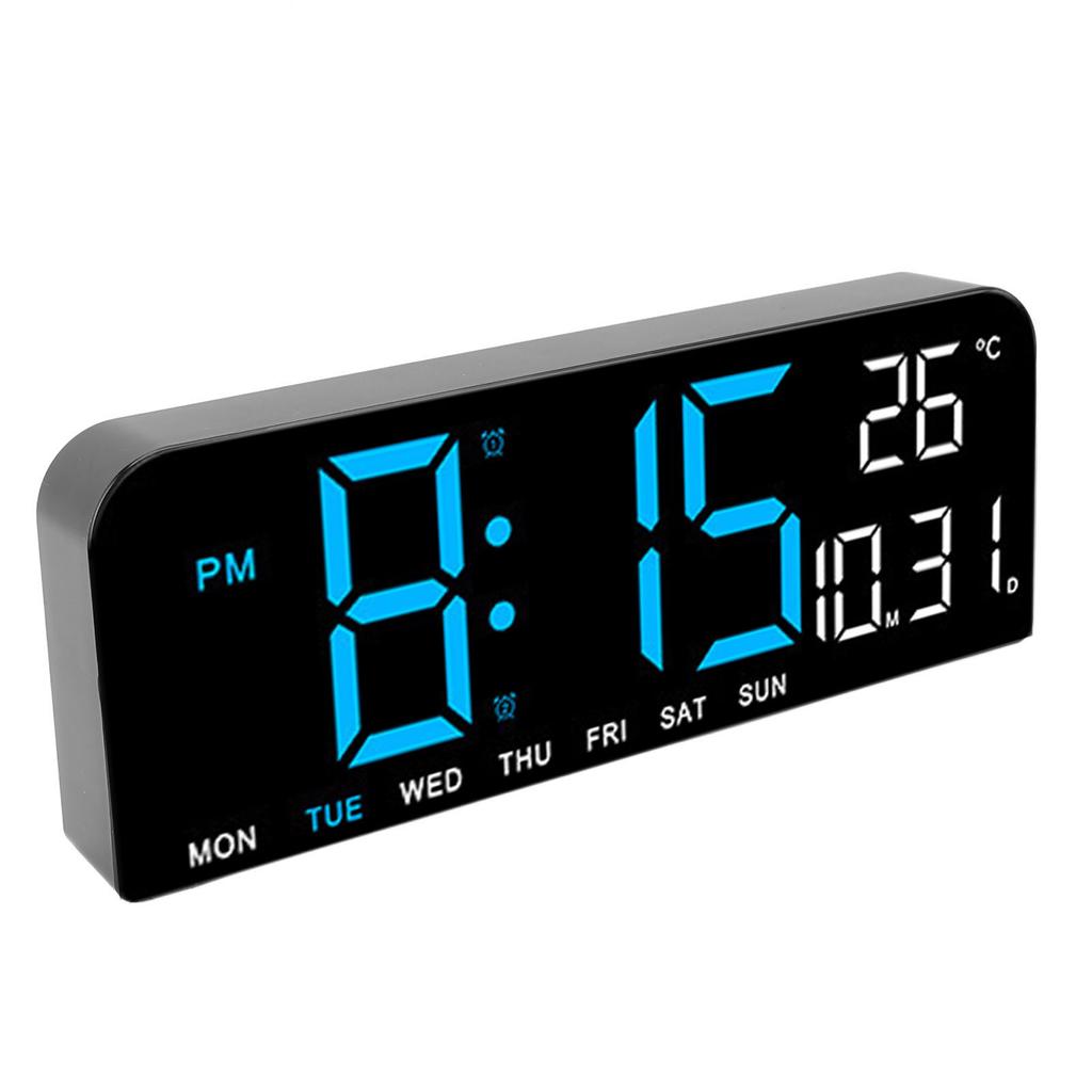 Digital Alarm Clock Large LED Display Desk Wall Clock with Temperature Date Week Display Adjustable