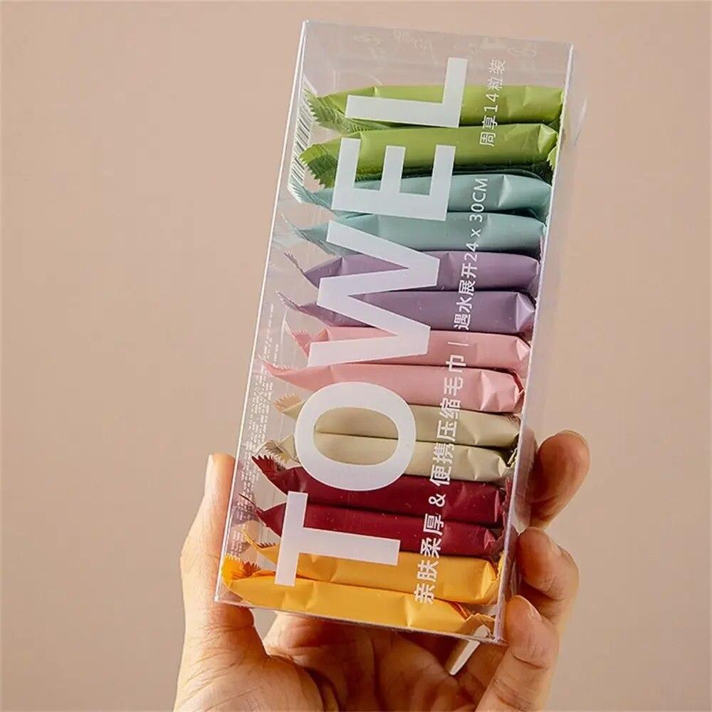 14pcs/box Disposable Washcloth Portable Travel Towel Thickened Compressed Face Cleansing Beauty Square Towel