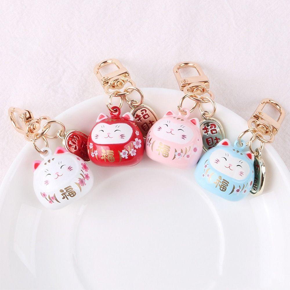 Fashion Cartoon Cat Pendant Anti-lost Car Key Ring Japanese Lucky Cat Keychains Ornaments Gifts
