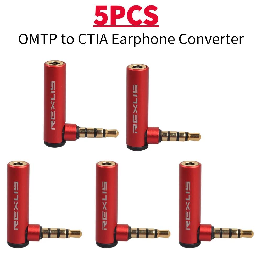 REXUS 3.5mm Jack 90°Universal Aux Male to Female OMTP to CTIA Earphone Converter Stereo Adapter Universal 1/2/5PCS