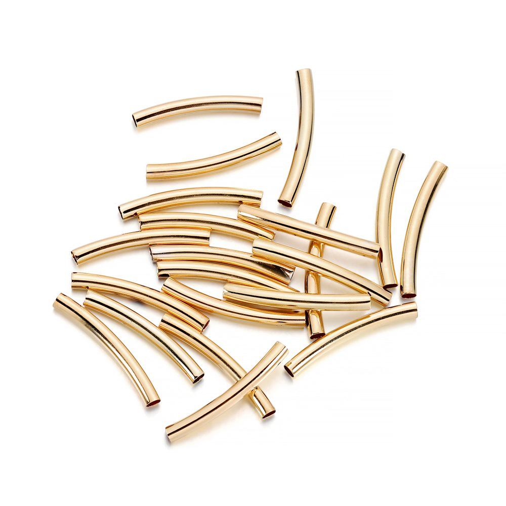 2024 Новые гладкие серебристые плетеные гнутые трубки и полые медные бусины для браслетов своими руками