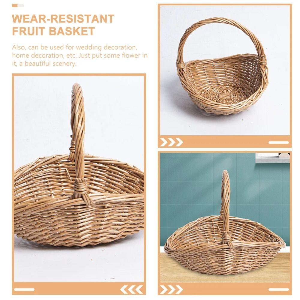 Willow Rattan Picnic Supply Hamper Wear-resistant Flower Basket Vegetable Storage Basket Picnic