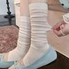 Женские сетчатые носки до середины икры в балетном стиле, дышащие, тонкие, летние, закрывающие стопу, белые, свободный дизайн
