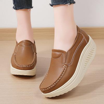 Модная женская обувь-рокеры, обувь на платформе из искусственной кожи, водонепроницаемая повседневная обувь для ходьбы, работы, слипоны-лоферы