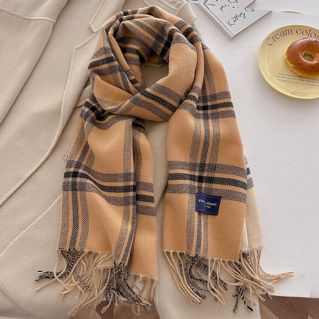 Autumn New Style Imitation Cashmere Simple Striped Scarf Fashionable Warm Couple Student Scarf Thickened Shawl