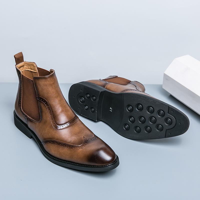 Ботинки Мужские Повседневные Удобные Модные Ботинки на Блочном Каблуке Мужские Деловые Офисные Брендовые Ботинки Челси Черные Коричневые Размер 38-45 Мужские Ботинки